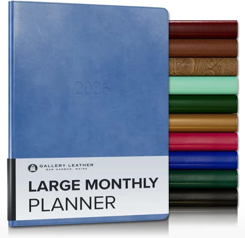 Miniatura 69 de Gallery Leather Agenda Mensual Grande 2025-2026, Elegantemente Encuadernada Planificador de Calendario y Cuaderno con Elegantes Bordes Dorados, 18