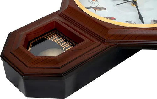 Miniatura 5 de JUSTIME Unique 12 North America Bird's Song Schoolhouse - Reloj de pared con péndulo de campanillas cada hora melodía hecha en Taiwán Madera oscura