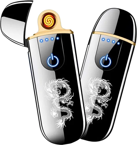 Miniatura 13 de Encendedor electrónico recargable por USB, encendido inteligente de doble cara, resistente al viento, plasma ligero, regalo portátil para novios