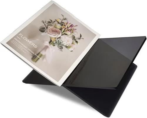 Miniatura 2 de Honygebia Soportes de libros acrílicos negros – Soporte para libros de acrílico con marco cruzado, soporte abierto para exhibición y lectura