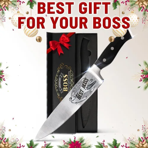 Miniatura 3 de Best Boss - Cuchillo de chef de alta calidad para regalo de cumpleaños, cuchillo de cocina de acero al carbono de 8 pulgadas con mango de madera