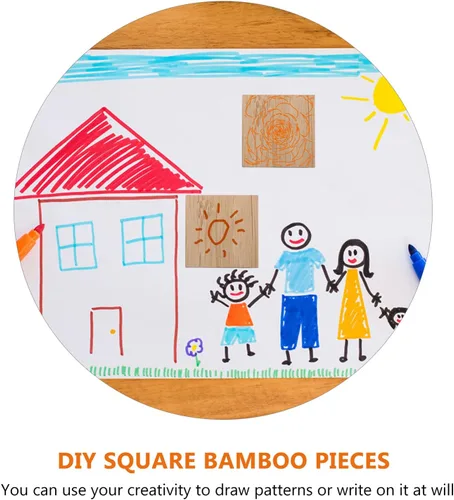 Miniatura 7 de EXCEART Chips de pintura para bricolaje, 25 piezas, cuadrados sin terminar, naturales, seguros para niños y niñas, ideales para decoración