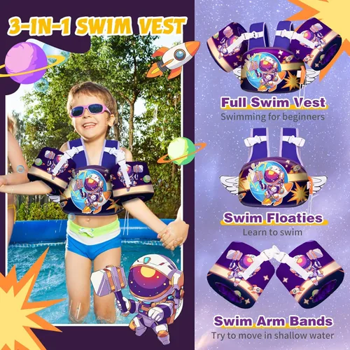 Miniatura 2 de Toddler Floaties, Kids Swim Vest for 22-66 Lbs, Arm Floaties with Adjustable Straps Swim Floats & Arm Band Suitable for Water Sports Pool Swimming