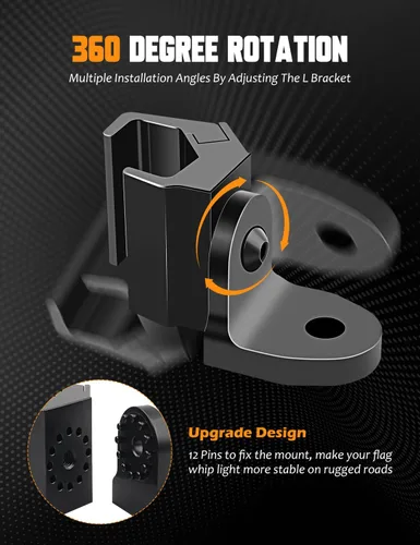 Miniatura 2 de Soporte de látigo UTV para Polaris Ranger, soporte de montaje de látigo UTV ajustable de 360° para Polaris Ranger General Can am Defender Commander
