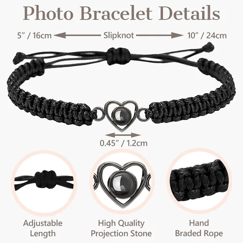 Miniatura 4 de Pulseras personalizadas con fotos, pulsera con imagen en el interior, pulseras para parejas, foto personalizada, regalos de cumpleaños