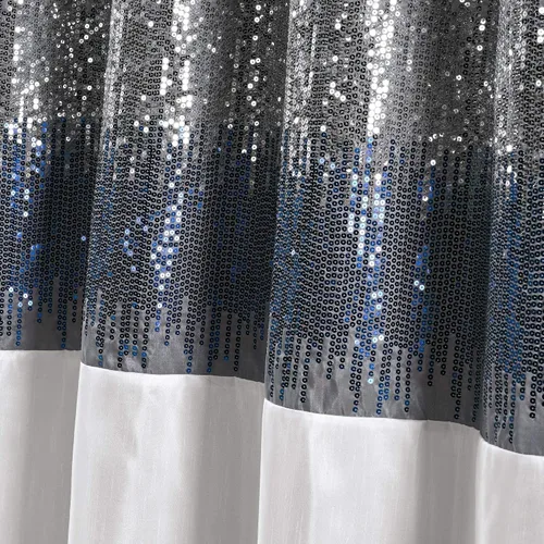 Miniatura 4 de Lush Decor Cortina de ducha de cielo nocturno, individual, 72 pulgadas de ancho x 78 pulgadas de largo, azul marino y blanco, cortina de ducha