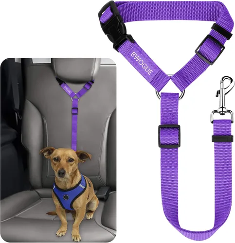 Miniatura 15 de BWOGUE Arnés de cinturón de seguridad para mascotas, cinturón de seguridad ajustable para reposacabezas de coche, arnés de cinturón de seguridad