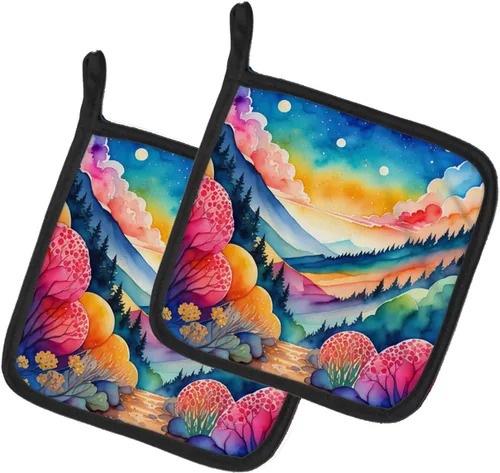 Miniatura 57 de Caroline's Treasures Juego de soportes para ollas de cocina coloridos de Asters, resistentes al calor, almohadillas calientes para cocinar, hornear