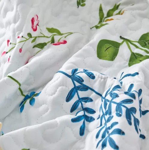 Miniatura 7 de UOZZI BEDDING - Juego de edredón reversible de 3 piezas tamaño Queen, con hojas verde azuladas y flores rojas en blanco, microfibra suave y ligera