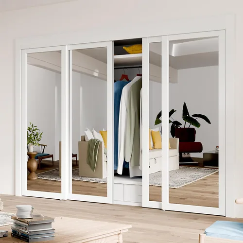 Miniatura 14 de Puerta corredera de armario, puerta corredera de diseño Doble-K, 60"×80" (doble 30"), herrajes incluidos, panel preperforado necesita ensamblar