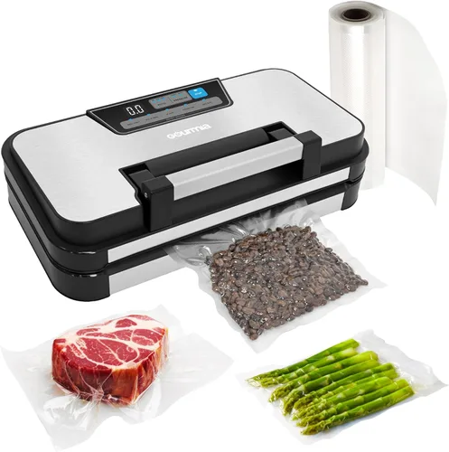 Gourmia Sellador al vacío - Sellador de alimentos 10 en 1, cortador integrado y almacenamiento de rollo, modos seco/húmedo, presión suave y normal,
