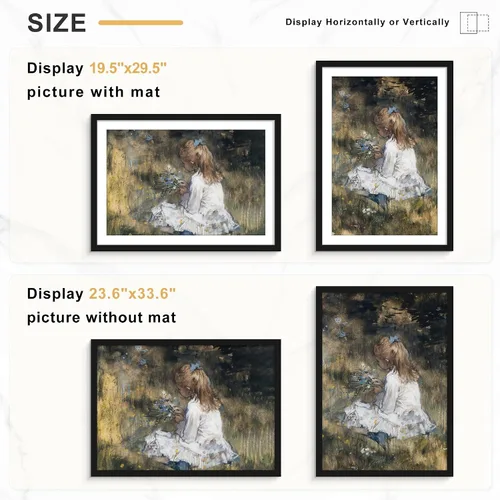Miniatura 4 de Picrit Marco negro para póster de 24 x 34 pulgadas, paquete de 7 unidades, para fotos de 20 x 30 pulgadas con paspartú o de 24 x 34 pulgadas sin