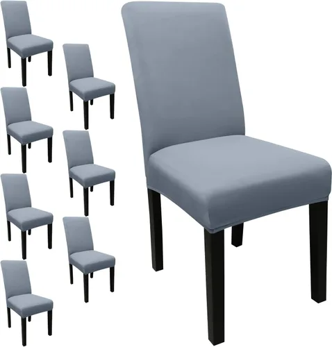 Miniatura 46 de JQinHome Juego de 8 fundas para sillas de comedor, fundas de alta elasticidad extraíbles y lavables, fundas protectoras de asiento para silla