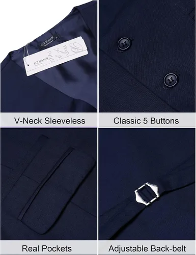 Miniatura 3 de COOFANDY Chaleco de traje de negocios para hombre, ajustado y ajustado para boda