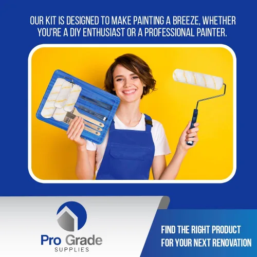 Miniatura 4 de Pro Grade Kit de rodillos de pintura, pincel y rodillo, juego de 10 piezas, siestas de pintura de pared para profesionales y propietarios