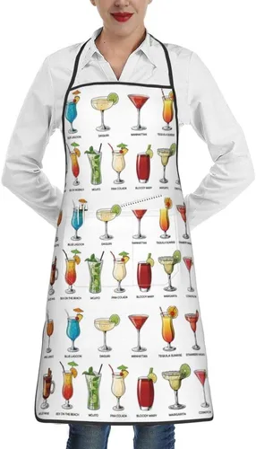 Miniatura 16 de Delantales con babero para mujeres y hombres, delantal de cocina con bolsillos para cocina, parrilla, barbacoa, pintura, jardinería