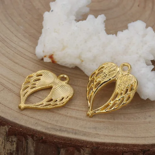 Miniatura 8 de JGFinds Dije de alas de ángel, paquete de 100 (50 plateadas, 50 en tono dorado) suministros para hacer joyas, pequeñas alas de metal de 7/8 pulgadas