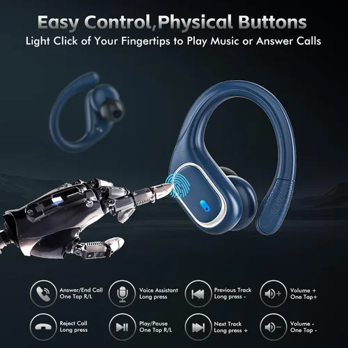 Miniatura 6 de HAOYUYAN Auriculares deportivos Bluetooth inalámbricos, 80 horas de reproducción, con pantalla de alimentación LED, IPX7 impermeables