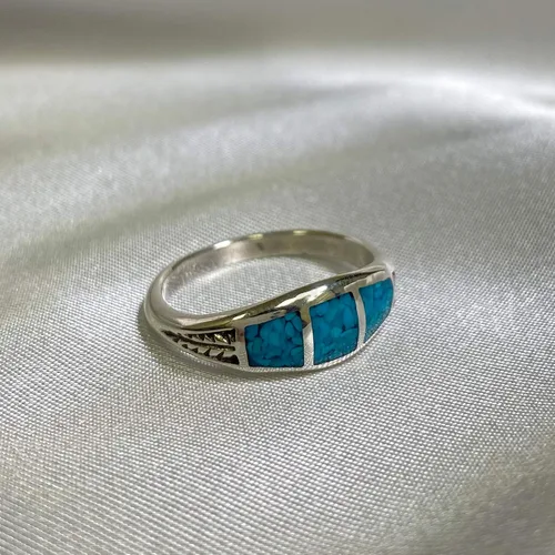 Miniatura 5 de Southwestern Style Turquoise Gemstone 925 Sterling Silver Ring for Women