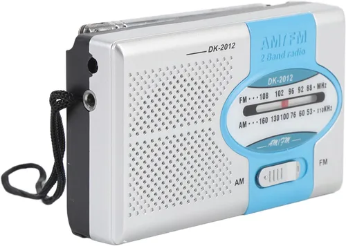 Miniatura 5 de Radio portátil, radio transistor de bolsillo AM FM con altavoz y conector para auriculares, para viajes al aire libre y uso doméstico (azul plateado)