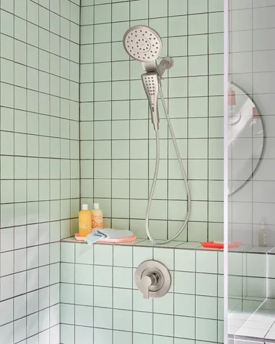 Miniatura 16 de Moen Verso Combinación de Cabezal de Ducha de Lluvia y Ducha de Mano con Dial Infiniti y Acoplamiento Magnetix, Manguera de 60 pulgadas, Níquel
