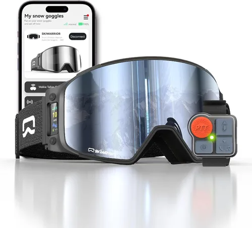 Multifunctional Smart Wireless Ski Goggles with Walkie-Talkie, Anti-Fog Zeiss Lens, Music & Call Function - G03 Negro cilíndrico