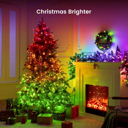 Miniatura 4 de YEELIGHT Luces de Navidad inteligentes, 200 luces LED de 66 pies que cambian de color con control remoto y conexión Bluetooth, cadena de luces LED