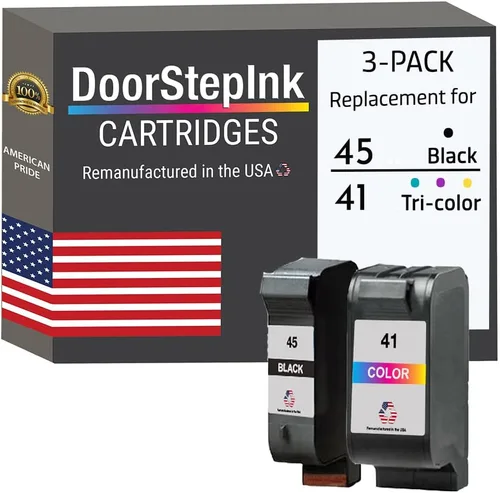 DoorStepInk Recambios de cartucho de tinta remanufacturados en los Estados Unidos para HP 45 51645 51645A y HP 41 (C51641A) Paquete combinado negro