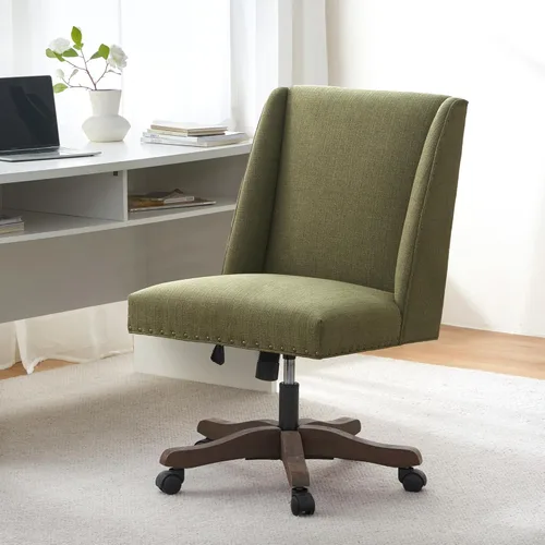 Miniatura 17 de Zihanhome Silla de Oficina para Casa sin Brazos con Patas de Madera, Silla de Escritorio de Oficina Tapizada Ajustable Moderna sin Brazos Silla