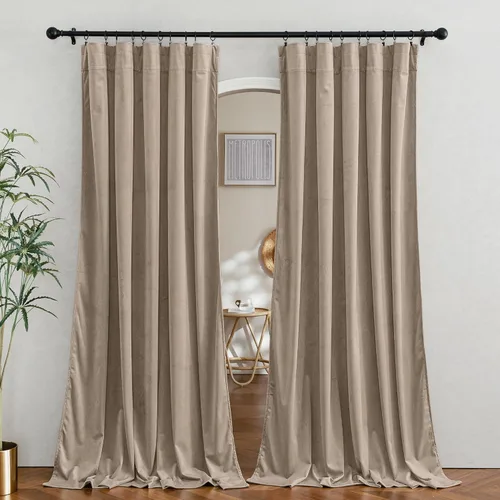 Miniatura 11 de RYB HOME Cortinas de terciopelo verde oliva de 72 pulgadas de largo, cortinas opacas con aislamiento térmico, tratamiento de ventana, decoración