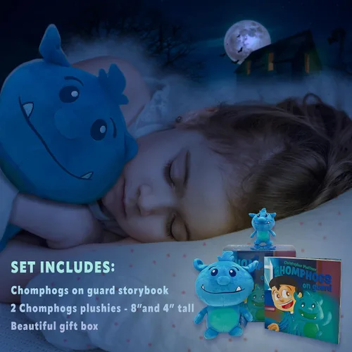 Miniatura 5 de Mint Bucket Brands Chomphogs on Guard - Protectores de felpa para niños asustados de la oscuridad - Los niños finalmente duermen solos por la noche