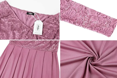 Miniatura 7 de Molliya - Vestido largo de maternidad de encaje y hombros descubiertos Maxi vestido elegante elástico, para baby shower y sesión de fotografías
