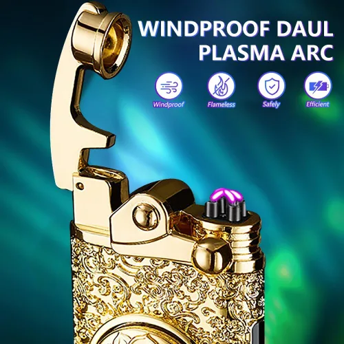 Miniatura 2 de BABOBIU Encendedor eléctrico USB recargable a prueba de viento con arco tecnología sin llama para velas de interior, chimenea, campamento al aire