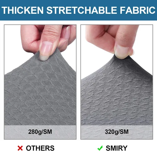 Miniatura 4 de smiry Fundas de asiento impermeables para sillas de comedor, juego de 2, fundas elásticas de jacquard extraíbles y lavables, sin fundas traseras