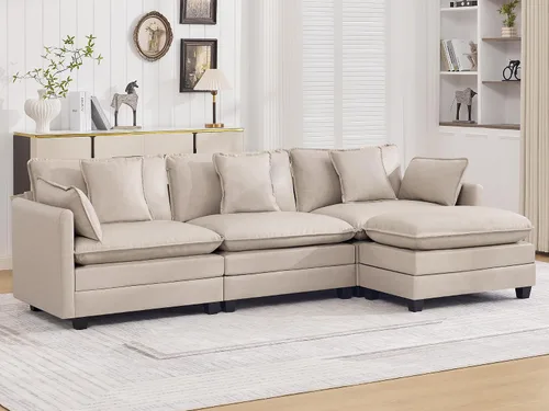 Miniatura 108 de Otomán de Sofá Moderno de Chenille Nube de 35'', Otomán Rectangular para Sofá Seccional Modular, Beige