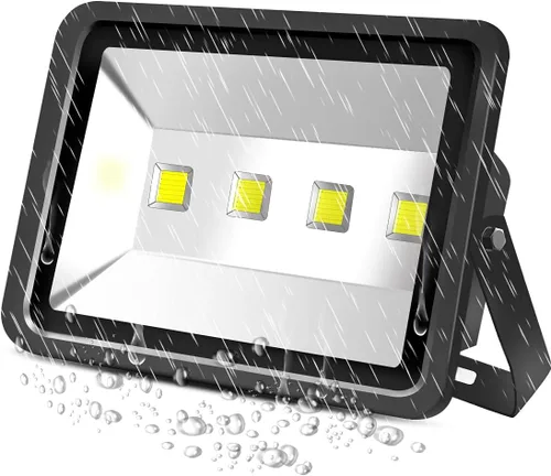 Miniatura 3 de Jiuding Proyector LED para exteriores, 200 W, súper brillante, 6000 K, impermeable, luz de seguridad, luz blanca equivalente a 1000 W, lámpara