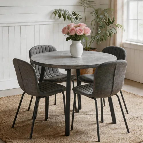 Miniatura 42 de Juego de Mesa de Comedor Redonda de 37 Pulgadas para 4, Moderno Juego de Café de Cocina de Círculo Pequeño para Apartamento, Sala de Estar, Oficina