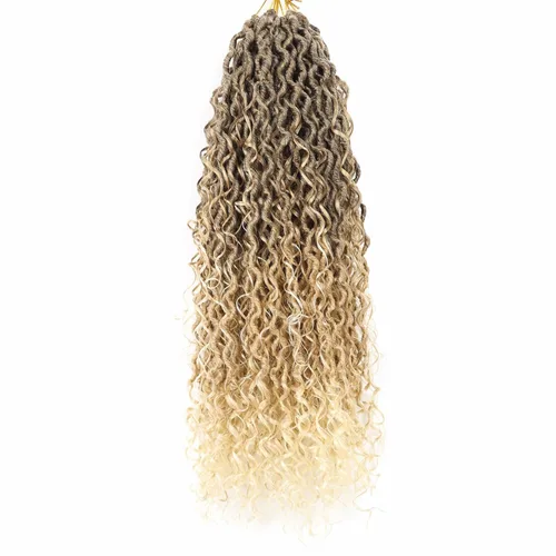 Miniatura 25 de Cabello de Crochet de 8 Pulgadas para Mujeres Negras, 7 Paquetes de Cabello de Crochet Goddess Locs con Puntas Rizadas, Locs Falsos Cortos con Bucle
