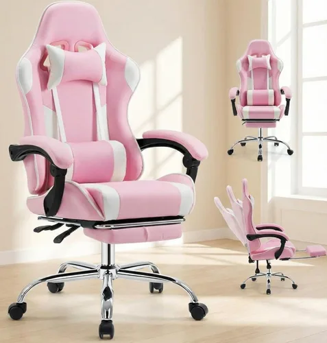 Miniatura 13 de DJY-2470 Silla ergonómica para videojuegos, silla de computadora estilo carreras con soporte lumbar ajustable y reclinable, silla de videojuegos