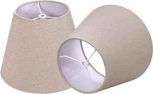 Alucset - Pantalla de tela para lámpara en forma de barril, color lino, 6" de diámetro superior, 10" de diámetro inferior, 7.5" de altura, para