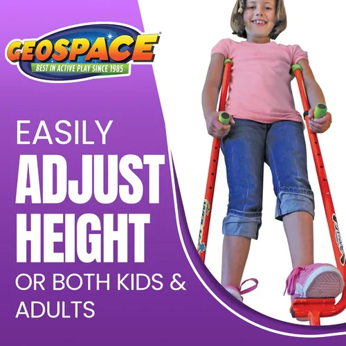 Miniatura 2 de Zancos ajustables Walkaroo Xtreme de acero de Geospace para niños - Juego interior/exterior, ejercicio, zancos de acero para adultos - Hasta 250 Rojo