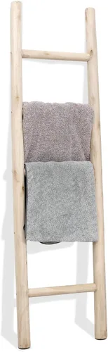 Miniatura 12 de FUIN Escalera de madera de 6 pies totalmente montada, para sala de estar, decorativa, para pared, inclinada, granja, soporte para colcha, toallero