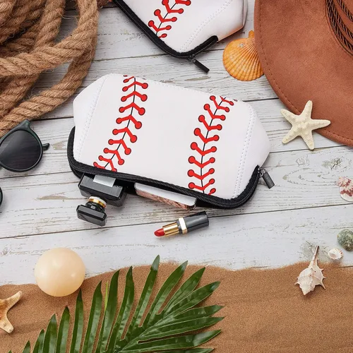 Miniatura 6 de Boao 2 bolsas pequeñas de maquillaje de béisbol, bolsa de cosméticos, regalo de béisbol, impermeable, neceser con cremallera, bolsa de viaje