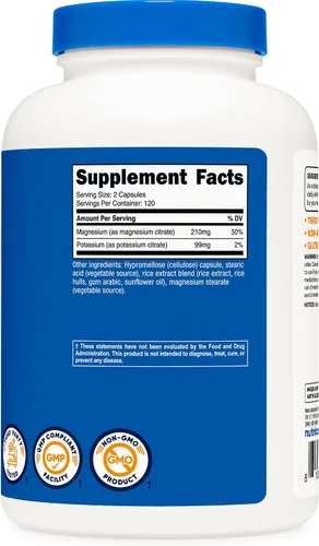Miniatura 4 de Nutricost Potasio (99 mg) Citratos de magnesio (210 mg), 240 cápsulas, sin OMG, sin gluten