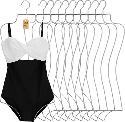 Lounsweer Paquete de 20 perchas para traje de baño, para bikini, lencería de alambre, con forma de cuerpo completo, soporte de metal para brasieres,