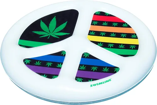 Miniatura 20 de Swimline Balsa inflable con diseño de bandera de la paz americana de isla para piscina