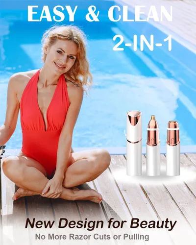 Miniatura 7 de Depilación facial 2 en 1, depilador facial portátil para mujeres, afeitadora de bikini recargable de viaje para mujeres, afeitadora de bikini