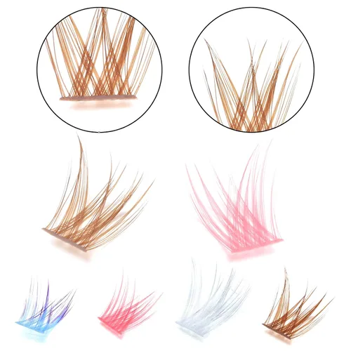 Miniatura 6 de Extensiones de pestañas postizas de colores, 140 unidades, aspecto natural, rizo D, pestañas de ojo de gato, individuales, extensiones de pestañas