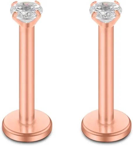 Miniatura 3 de SCERRING Anillos de labios de 16G con circonita cúbica transparente, Labret Monroe, anillo para labios, tragus, uñas, hélice, piercing de perno