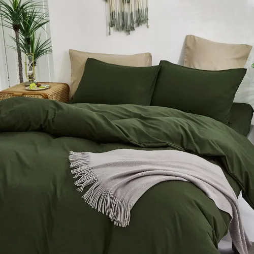 Miniatura 306 de CLOTHKNOW - Juego de edredón verde militar tamaño completo de 3 piezas, juego de ropa de cama verde oscuro, edredón suave con 2 fundas de almohada